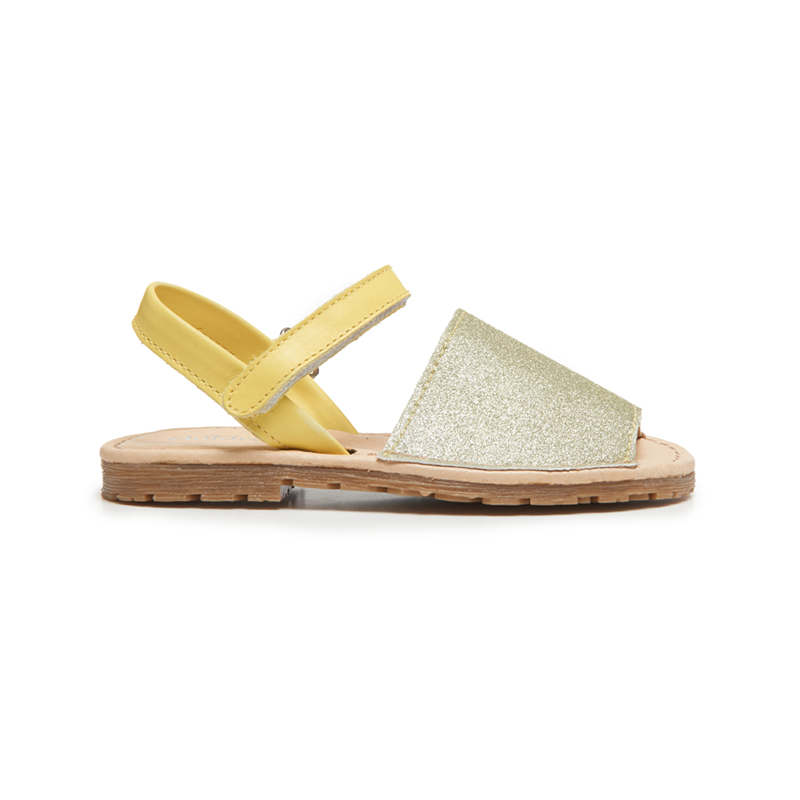Leather Sandals In Yellow Shimmer