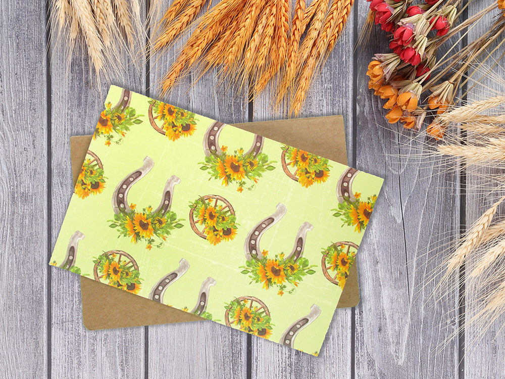 Sunflower Cowboy Boots Western - 36 Pack Assorted Greeting Cards For All Occasions - 6 Design