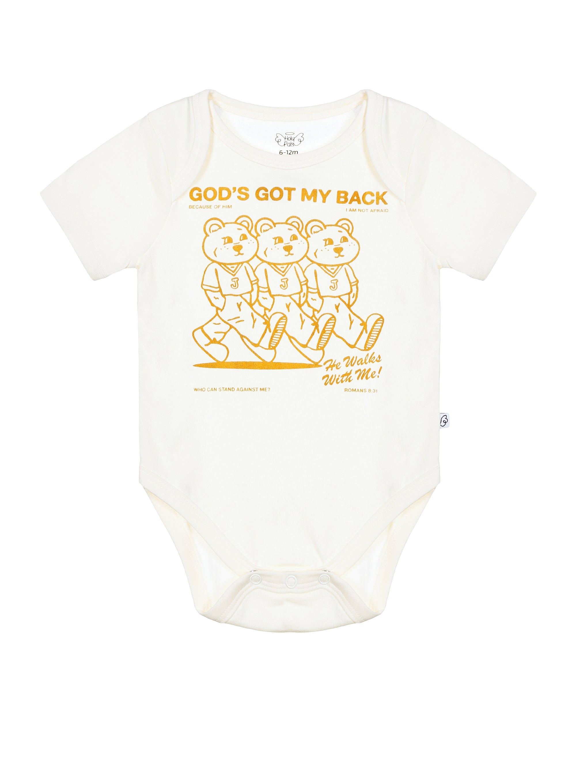 Baby God's Got My Back Tan Bodysuit Cotton | Short Sleeve