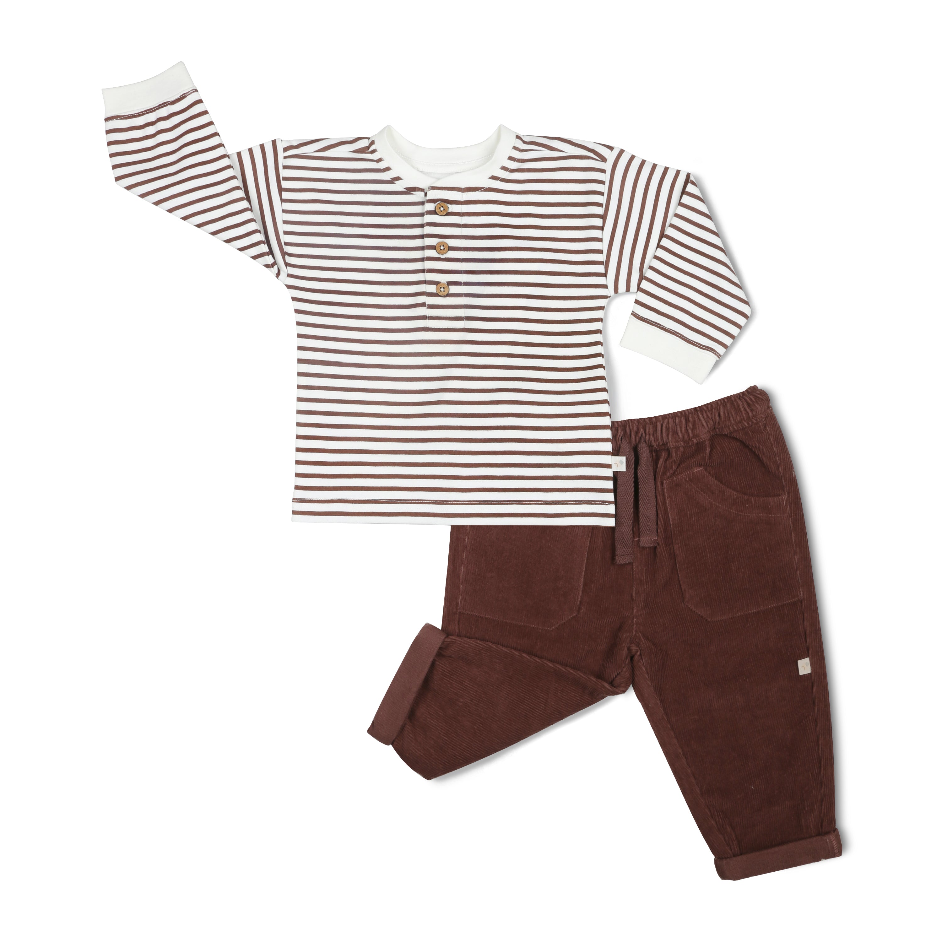 Organic Tee And Corduroy Pant Set - Plum