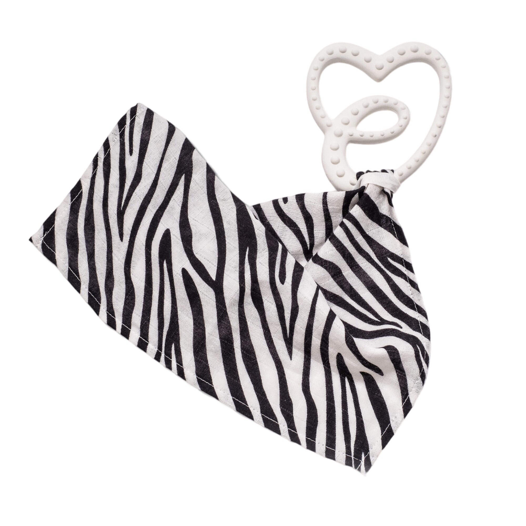 Sensory Teether With Mini Muslin - White/zebra