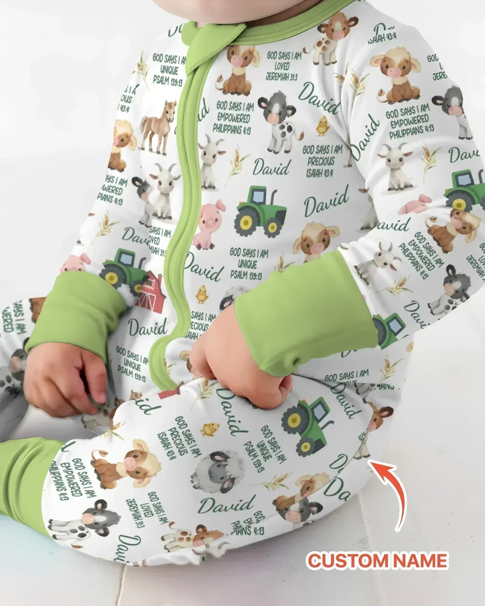 Custom Name God Says I Am Farm Animals Bamboo Convertible Zippy