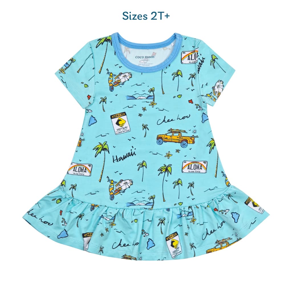 We Go Holoholo Bamboo Ruffle Hem T-shirt Dress
