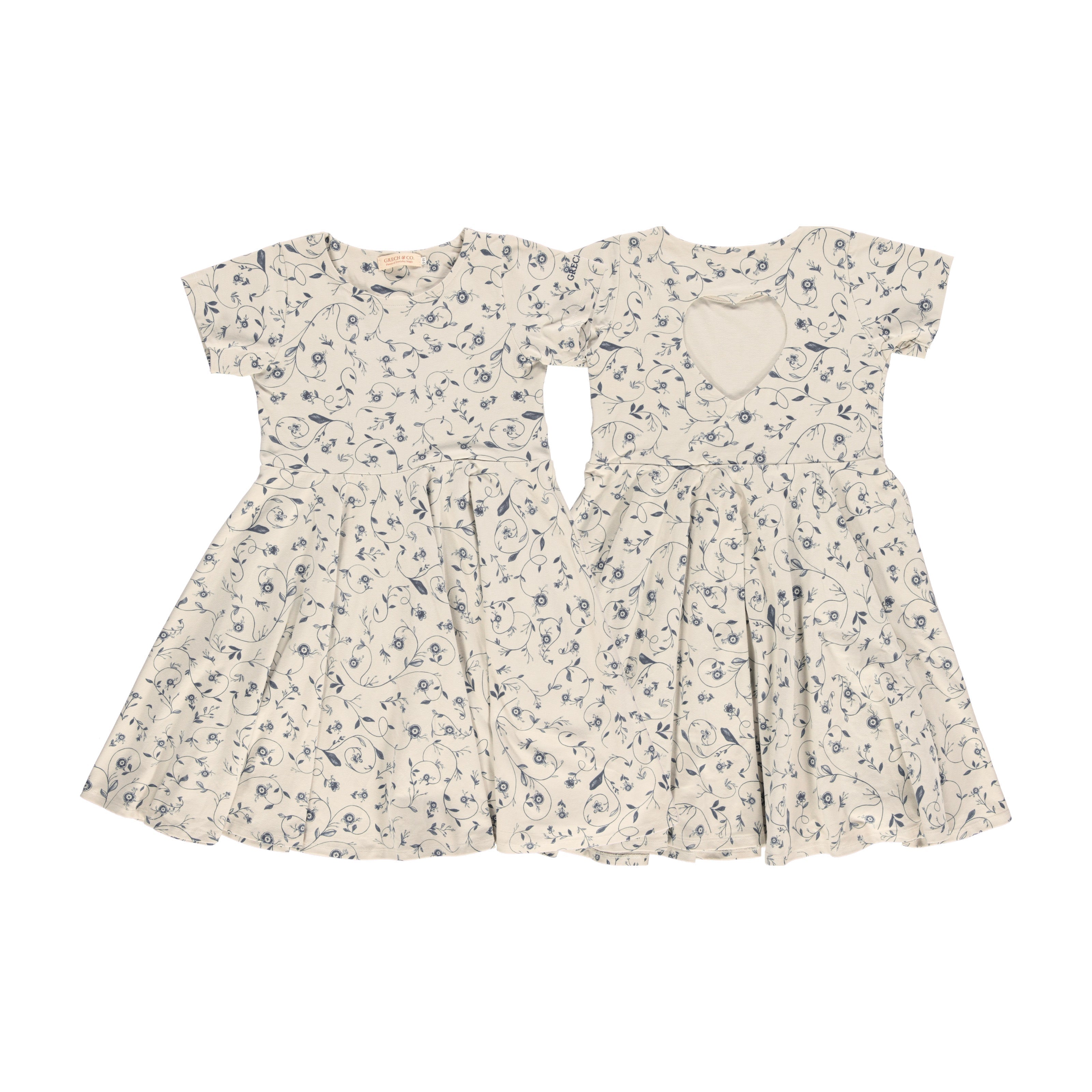 Sweetheart Twirl Dress | Organic Cotton Jersey - Scandi Floral