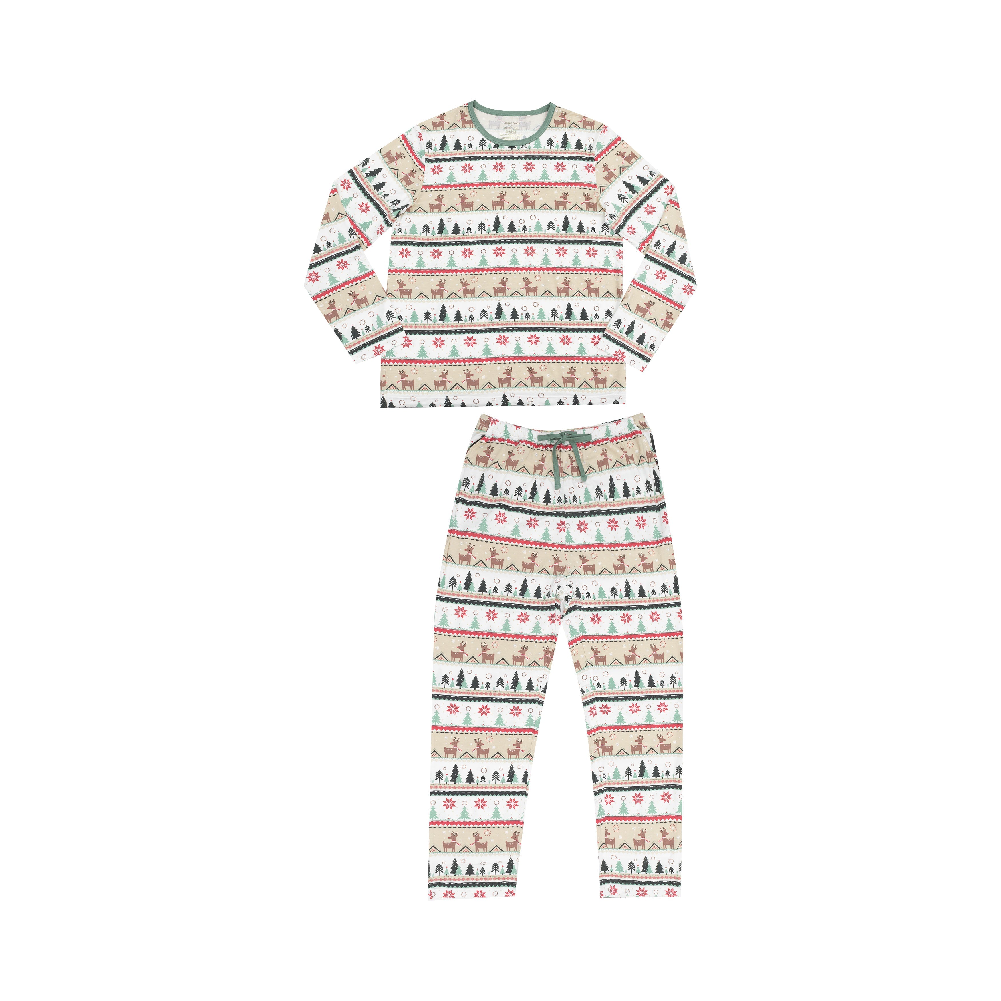 Adult L/s Loungewear Set W/ Pockets - Reindeer Fair Isle