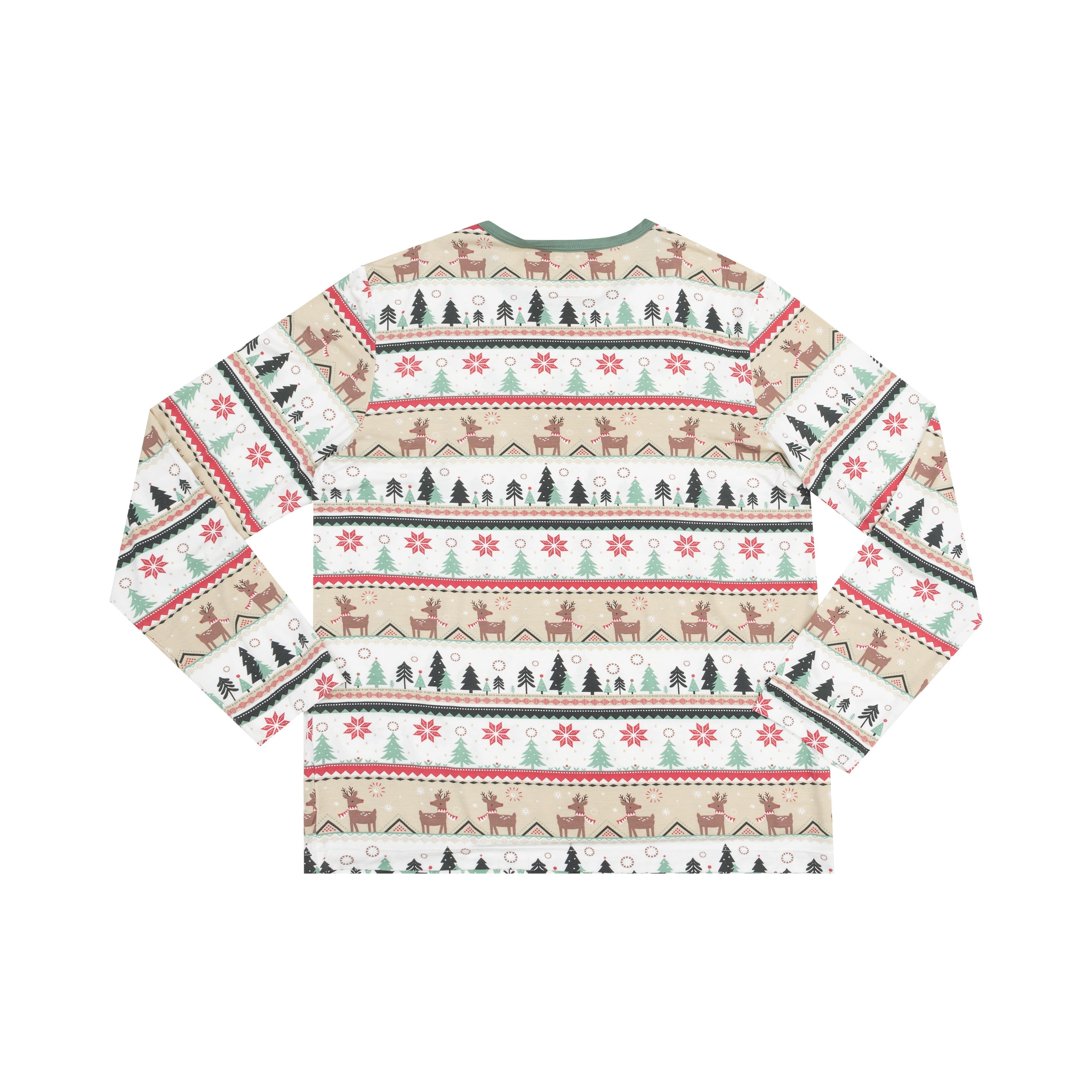 Adult L/s Loungewear Set W/ Pockets - Reindeer Fair Isle