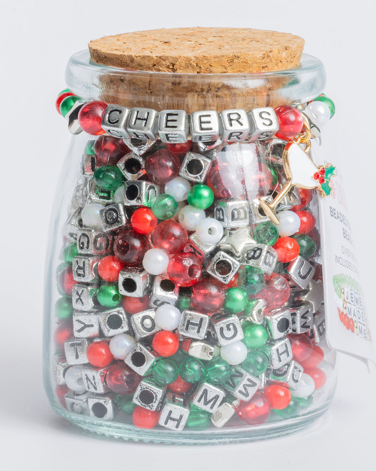 Cheers Holiday Martini Silver Letters Diy Bead Jar