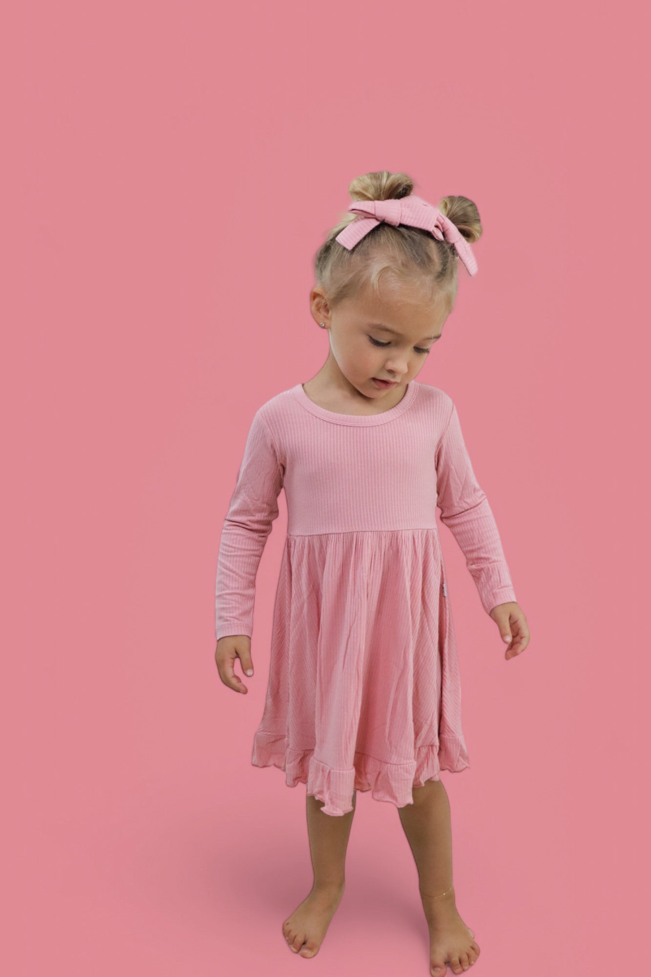 Mauve Rib Dream Bow Hair Clips