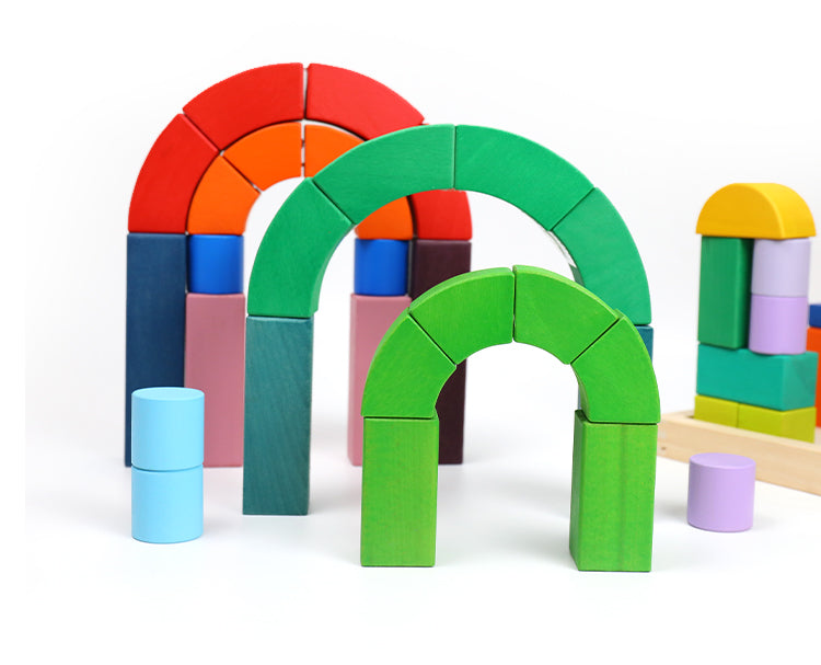 Large Stained Romanesque Stacking Puzzles Building Blocks