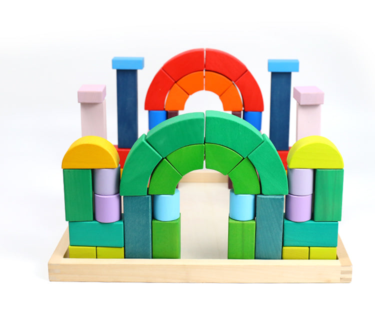 Large Stained Romanesque Stacking Puzzles Building Blocks