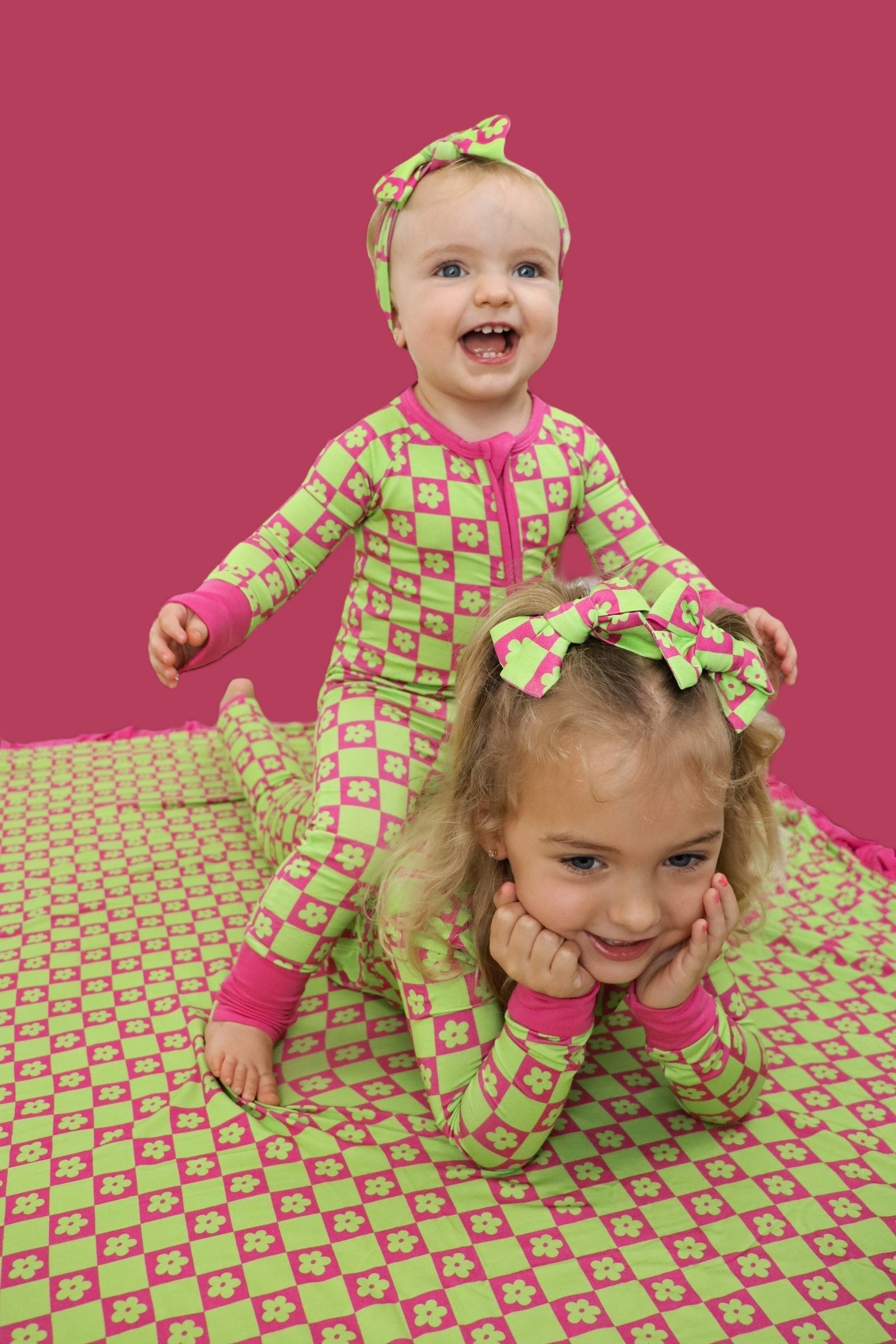 Wild Daisy Checkers Dream Bow Hair Clips