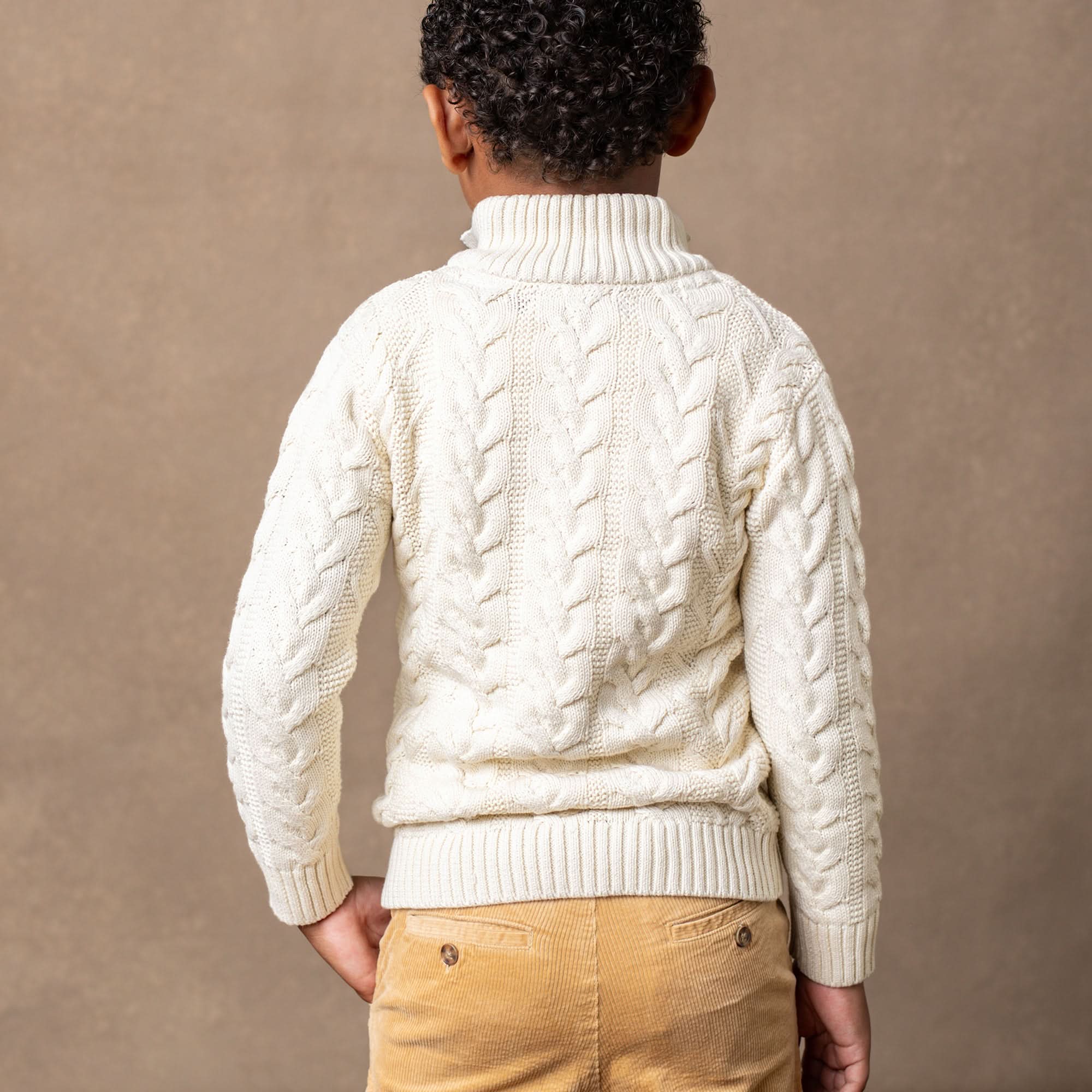 Organic Mock Neck Cable Sweater