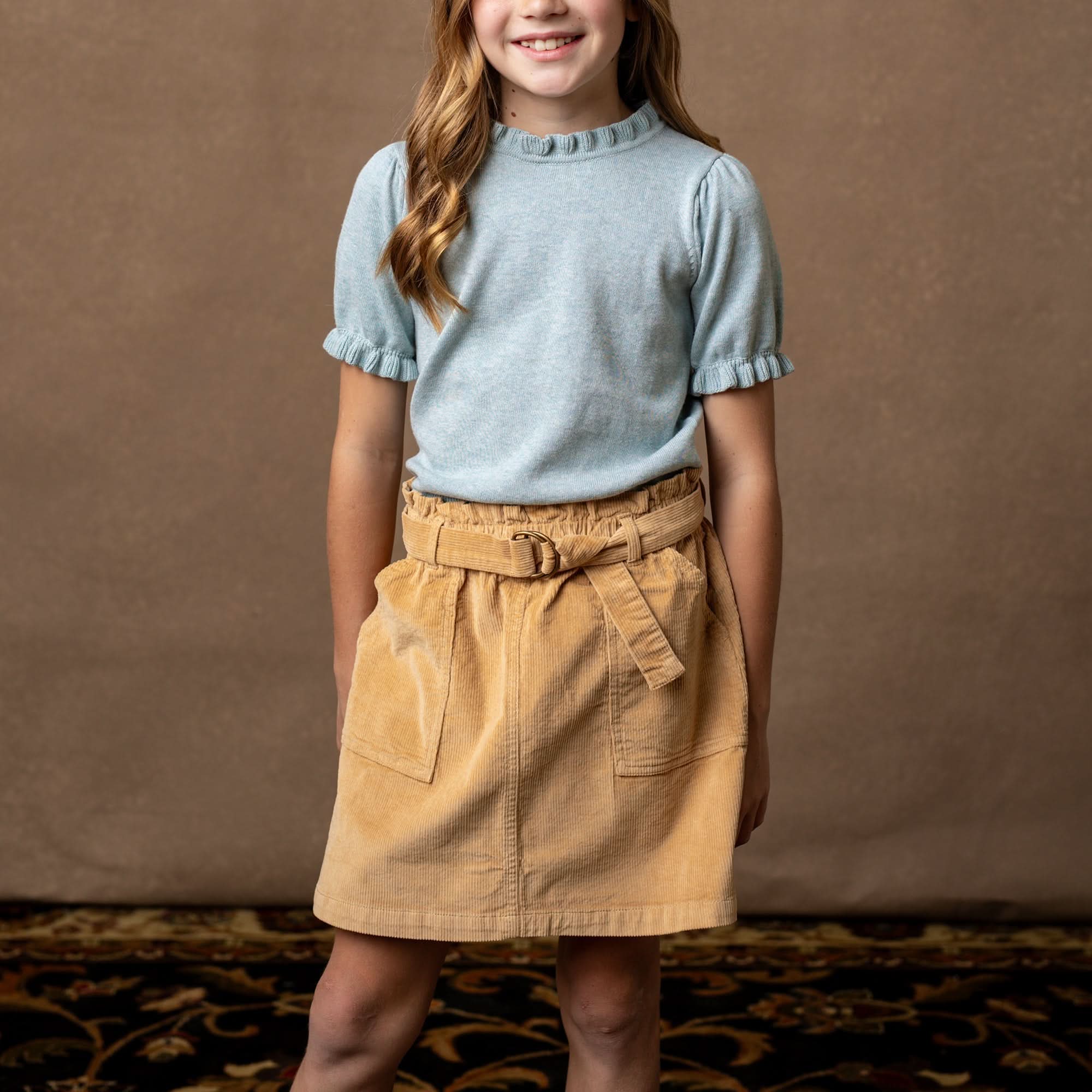 Organic Corduroy Cinch Waist Skirt