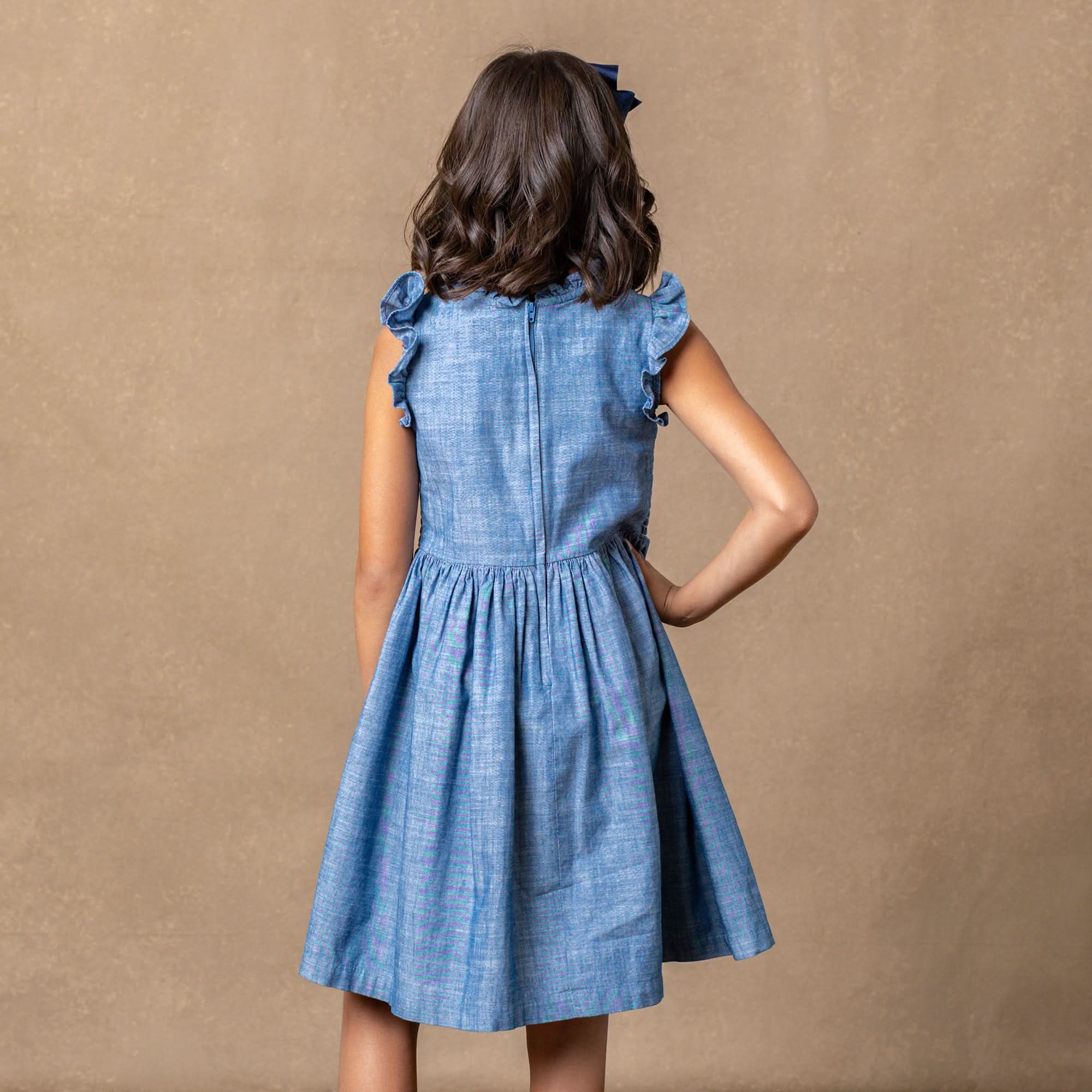 Organic Flutter Smocked Chambray Dress - Baby