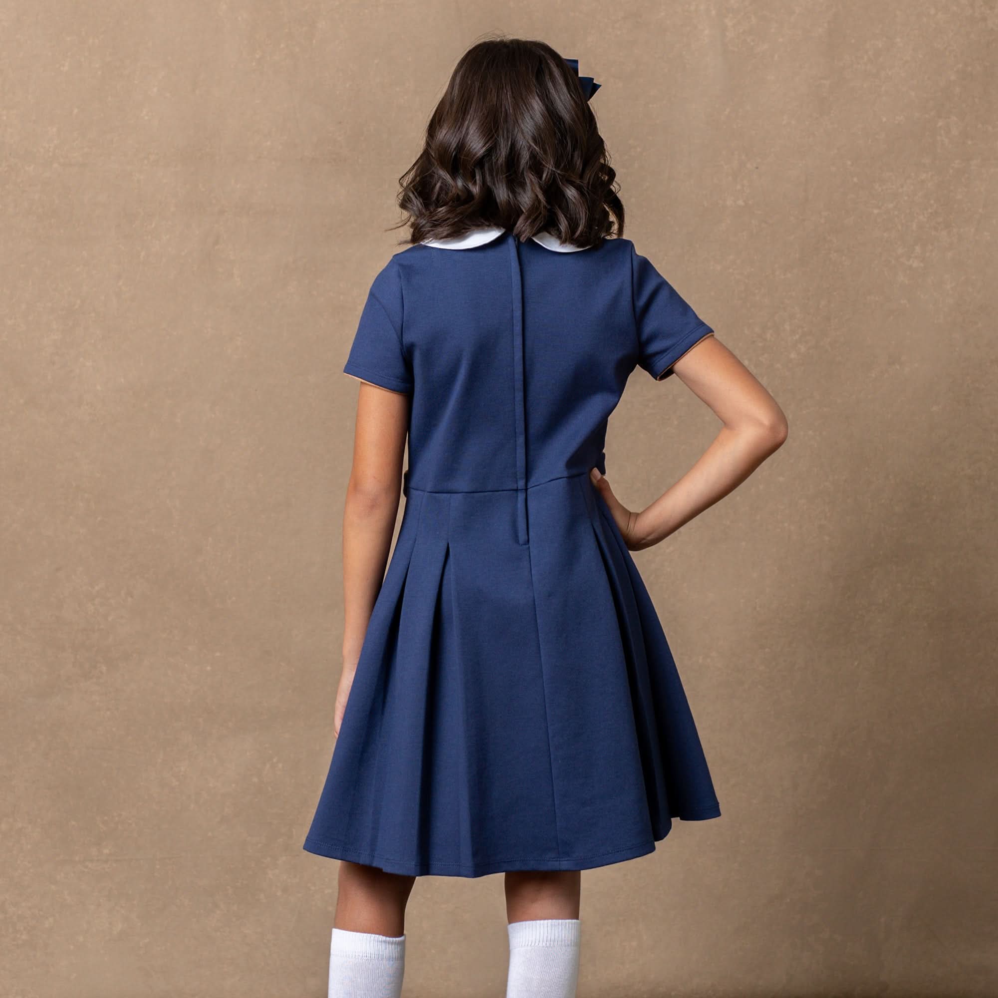 Pleated Ponte Dress With Collar - Baby