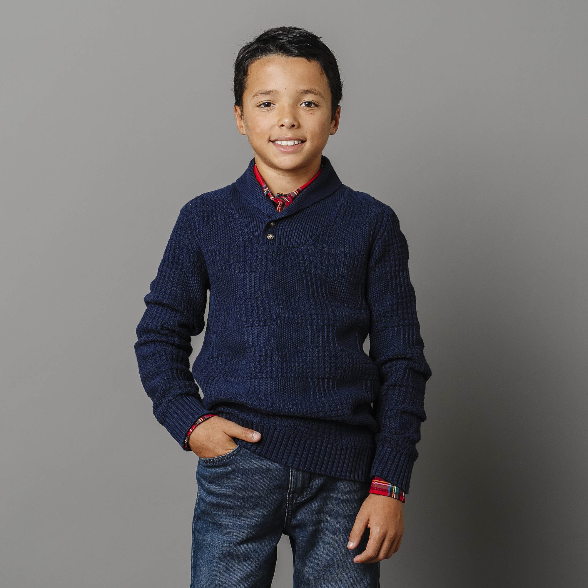 Organic Textured Shawl Collar Sweater - Baby