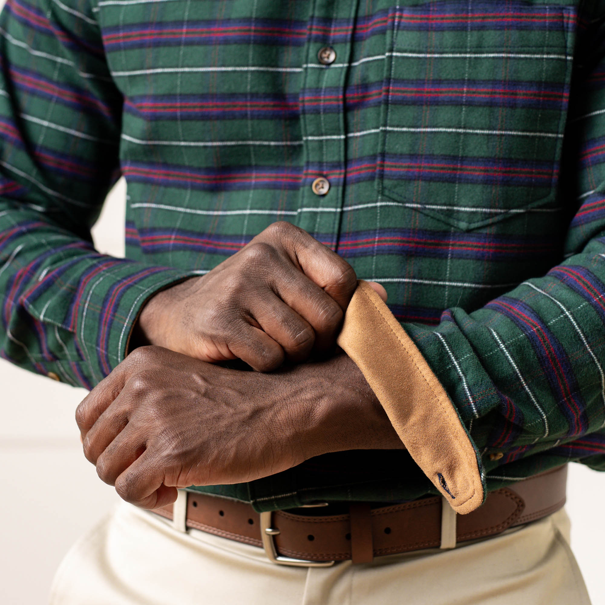 Organic Flannel Shirt With Suede