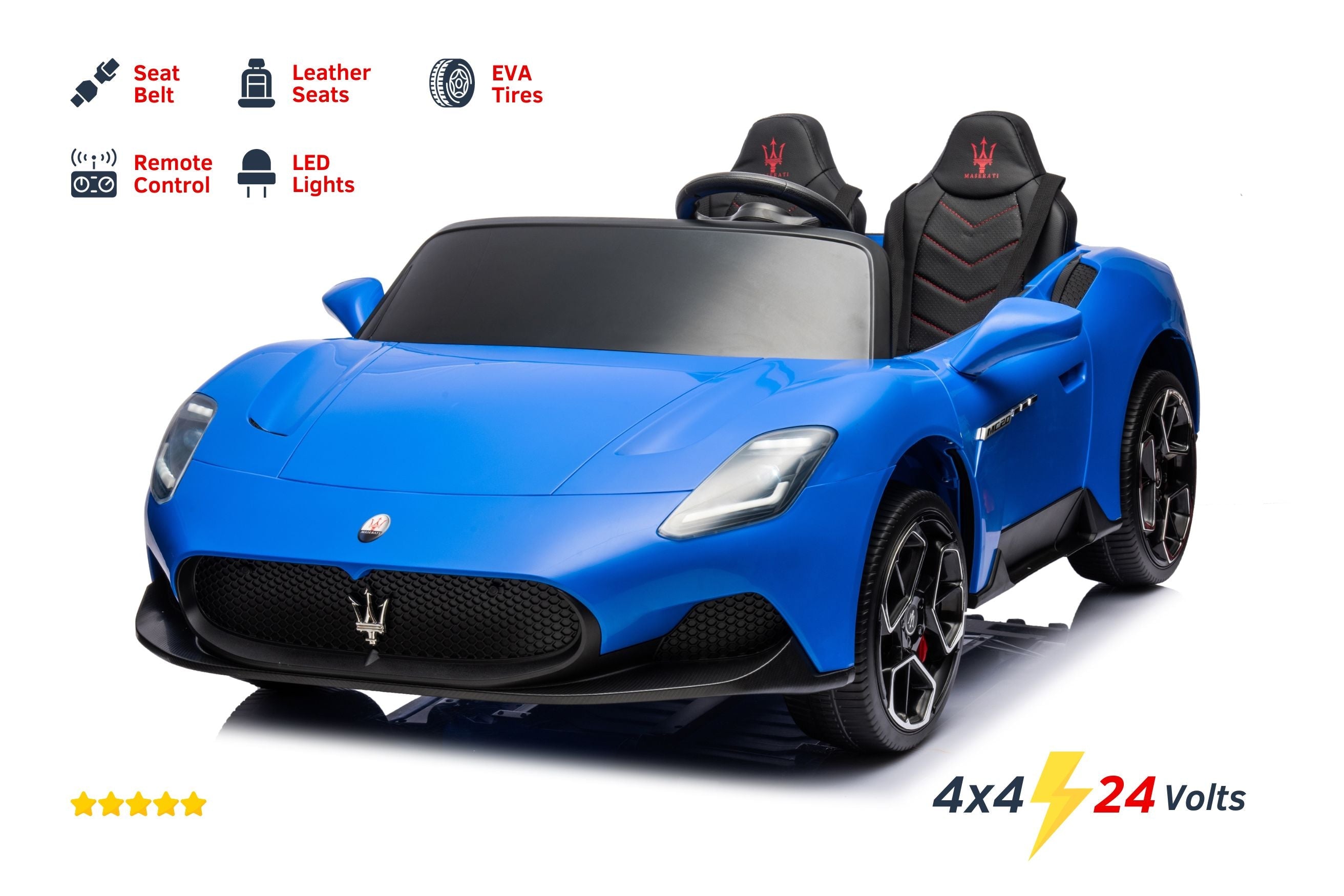 24V 4x4 Maserati MC20 2 Seater Ride on Car for Kids
