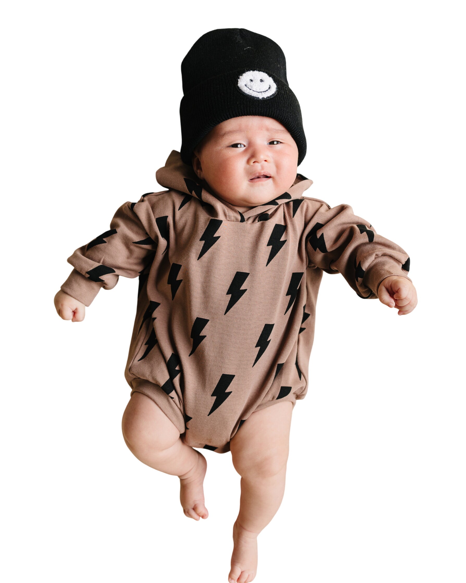 Hooded Bubble Romper  | Mocha Bolts