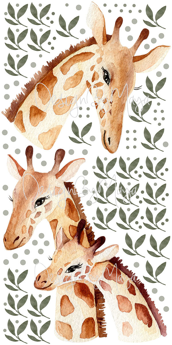 Giant Giraffes With Text - Fabric Nursery Wall Art Decals