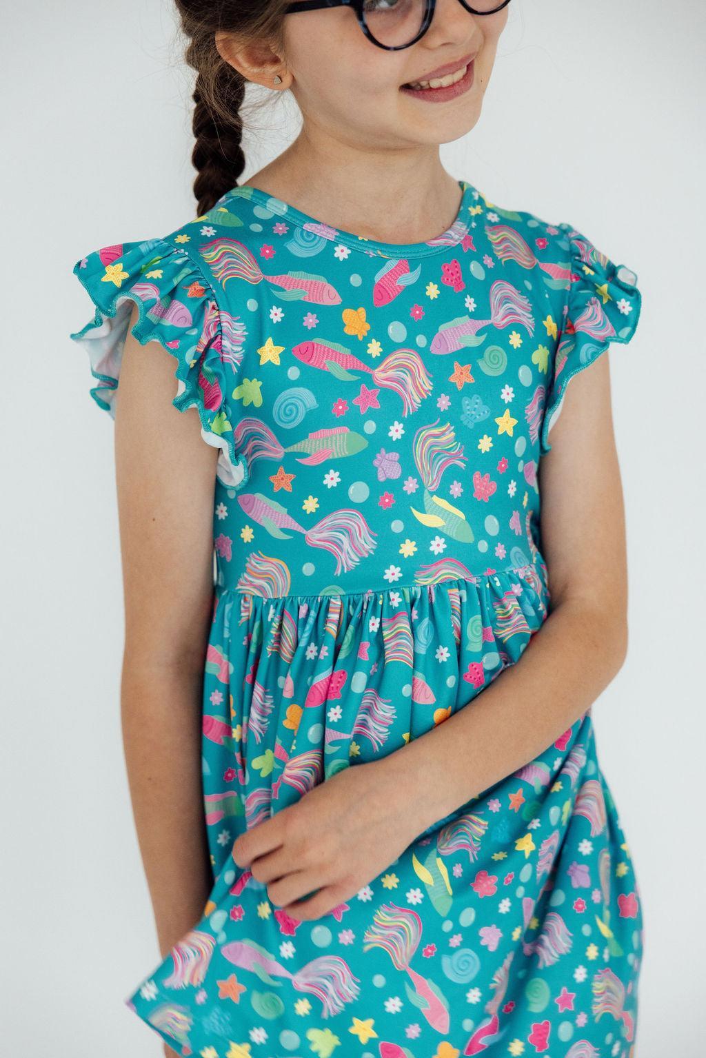 Betta Blooms Flutter Sleeve Twirl Dress