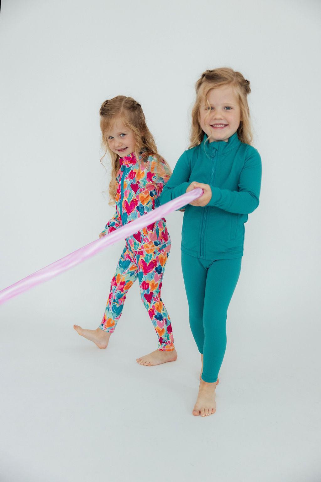 Turbo Teal Full-zip Ruffle Active Jacket