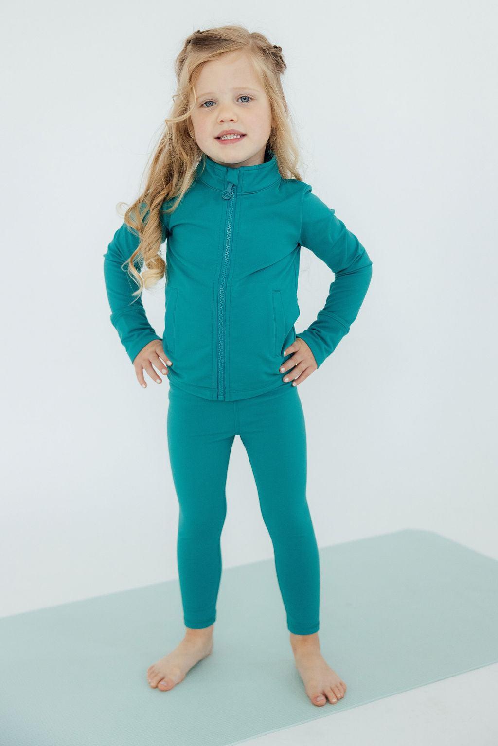 Turbo Teal Full-zip Ruffle Active Jacket