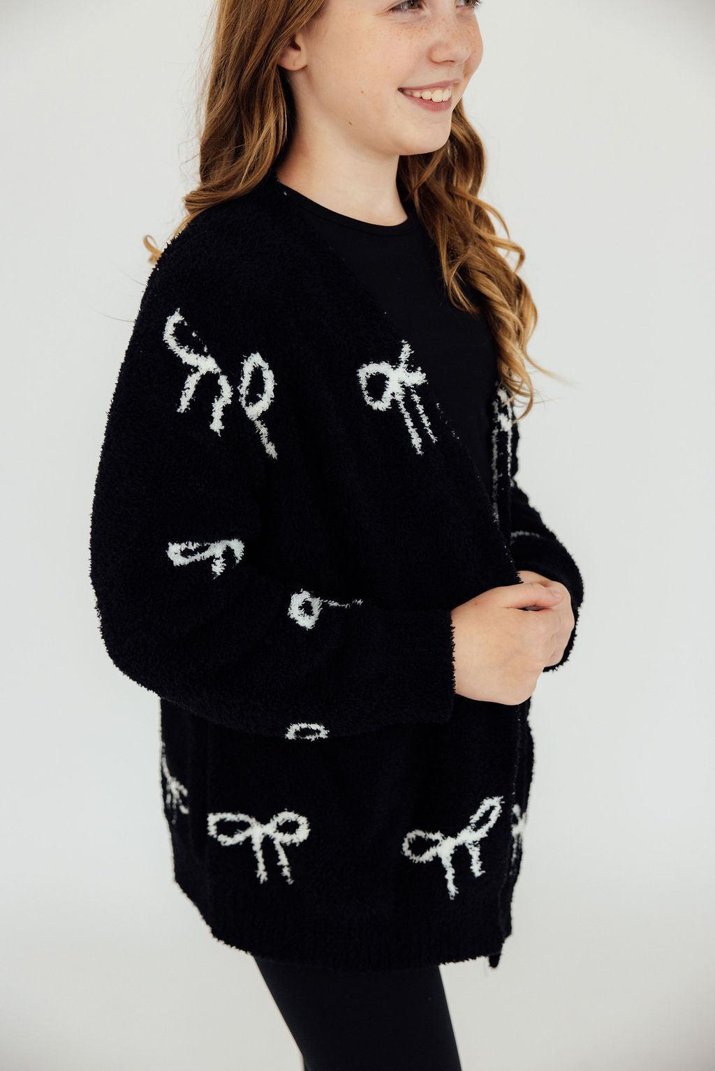 Black/coconut Bow Cozy Cardigan