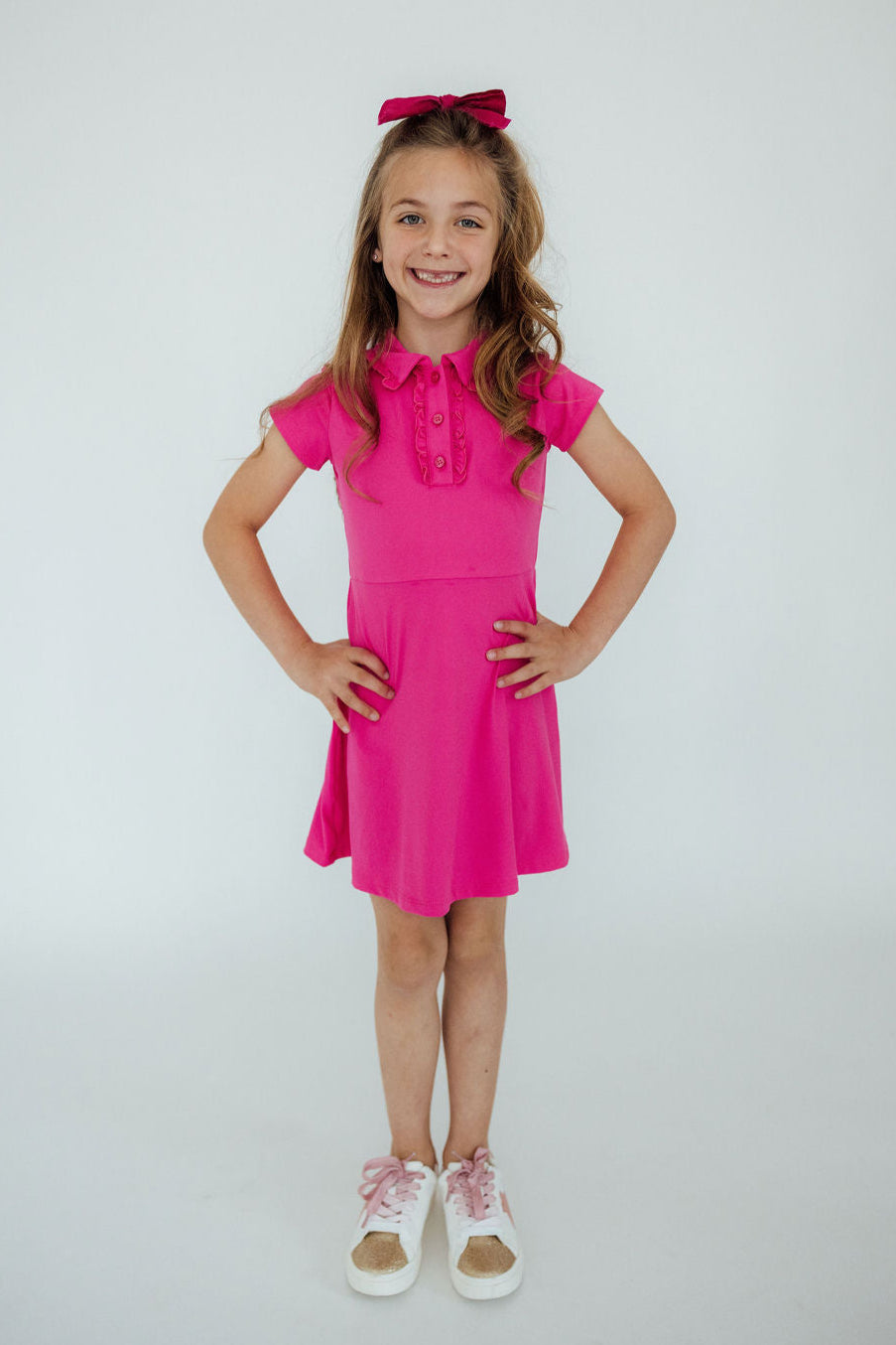Hot Pink S/s Polo Dress