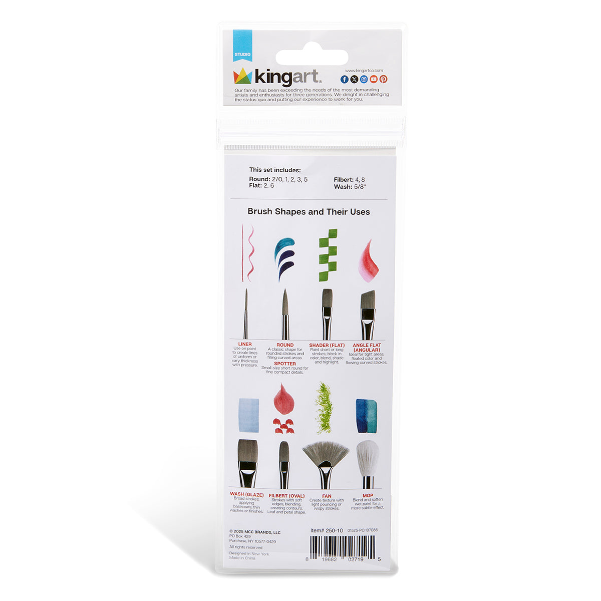 Studio Mixed Media Gold Nylon Brush Set  - 10 Pc