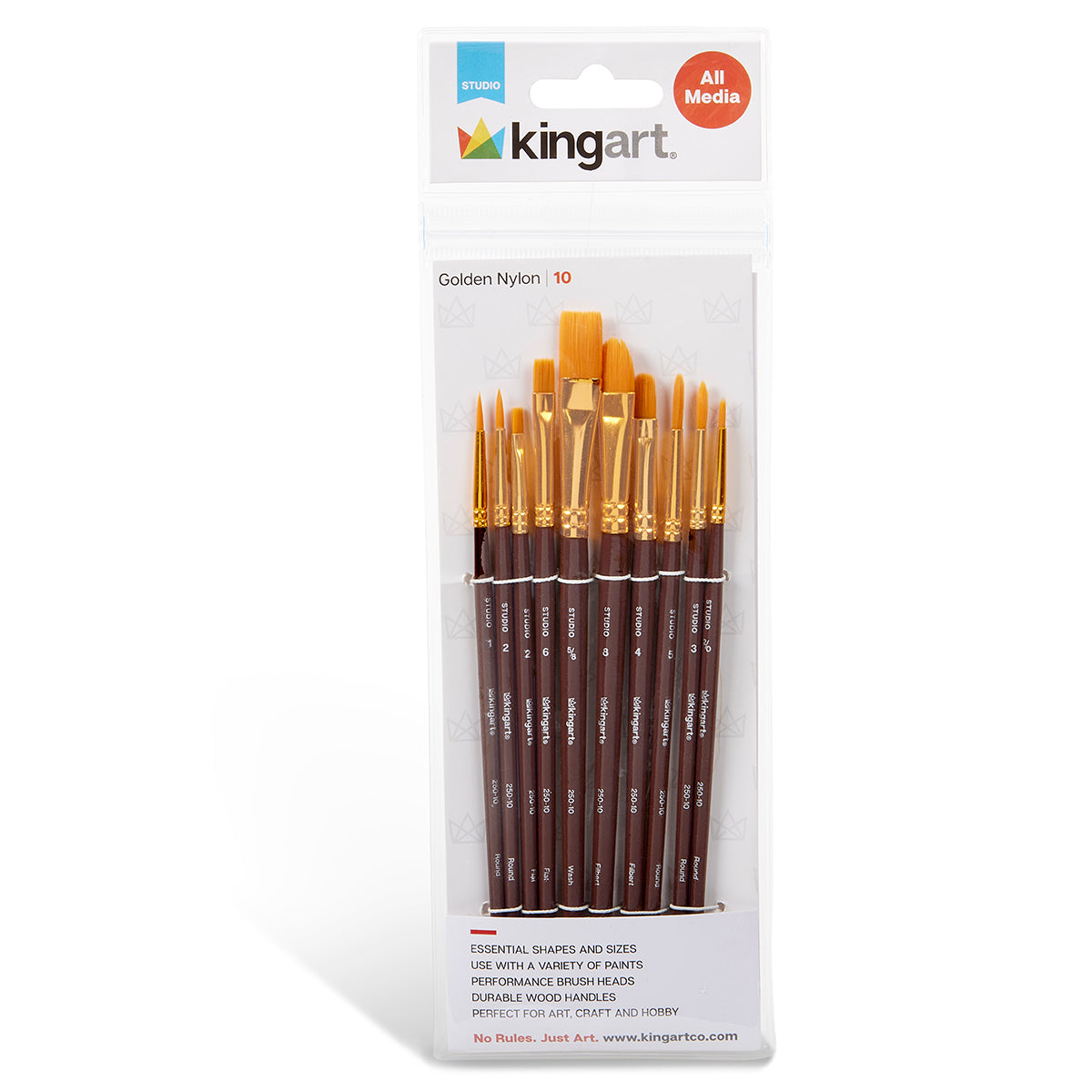 Studio Mixed Media Gold Nylon Brush Set  - 10 Pc