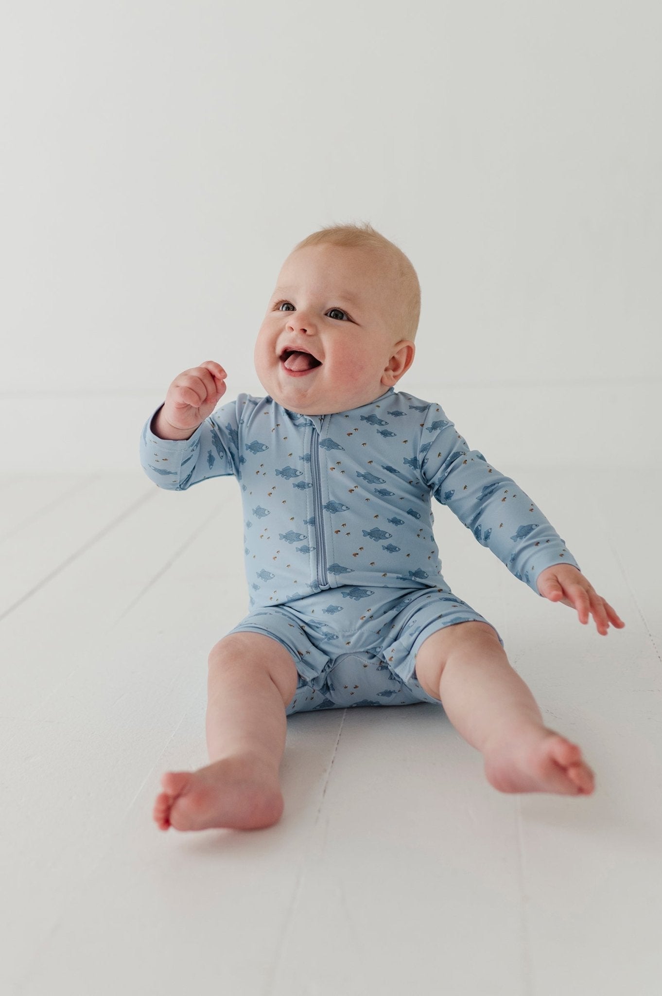 Baby Boy One-piece Rash Guard Swimsuit In Fish