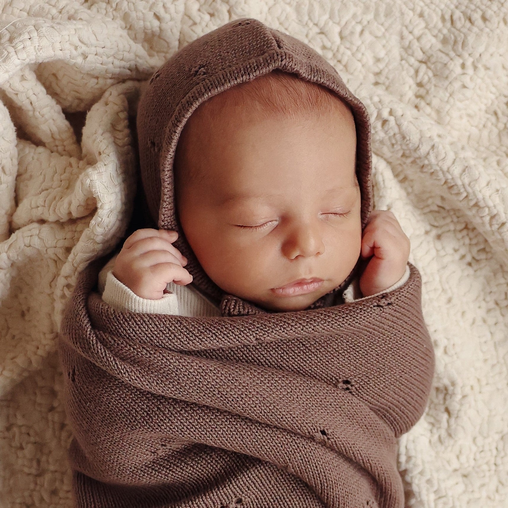 Organic Pointelle Swaddle Blanket + Hat Gift Set by Bleu La La