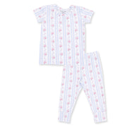 Anna Floral Stripe - Short Sleeve Loungewear Set