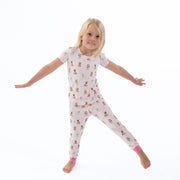 Bestie Dogs Pink - Short Sleeve Loungewear Set