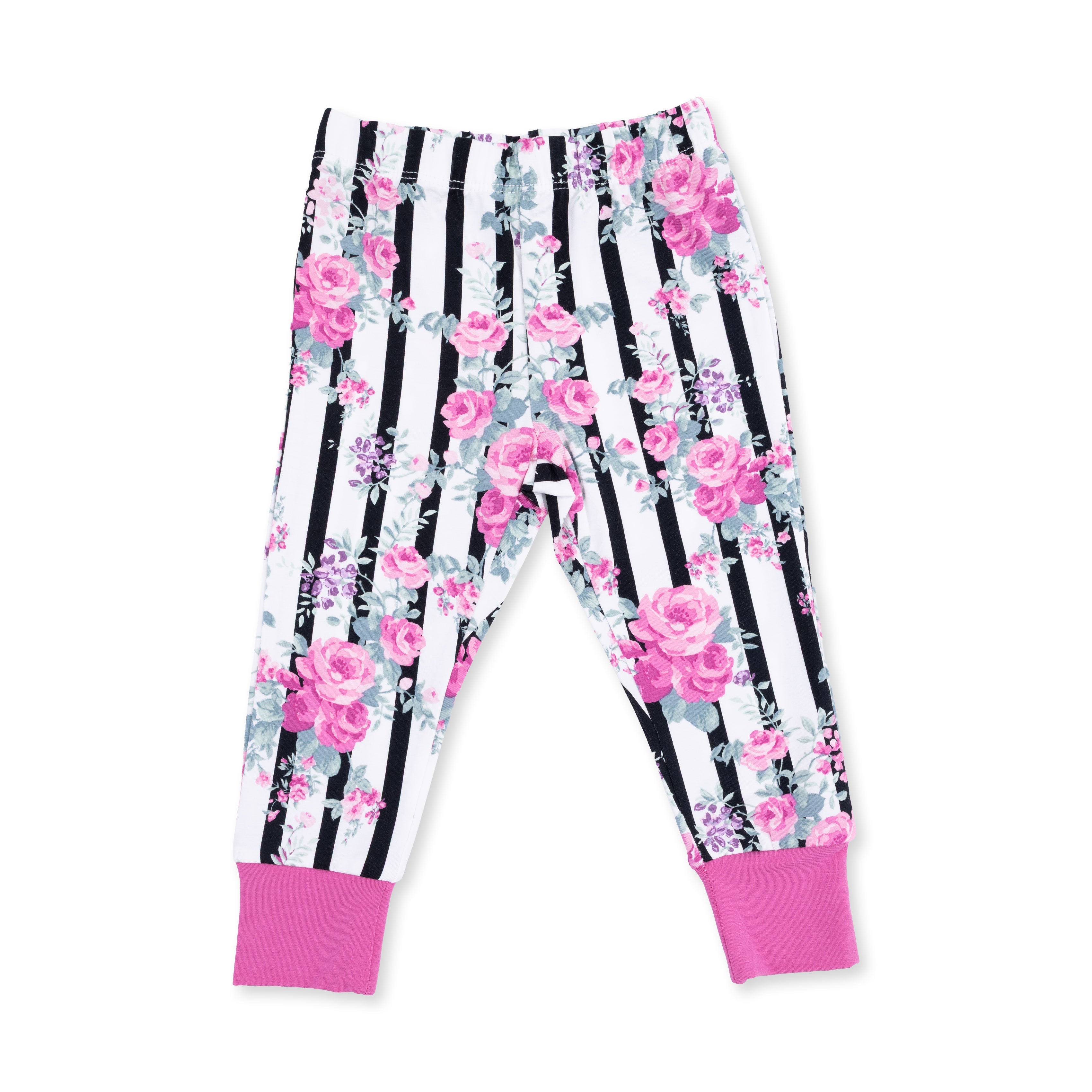 Cabbage Rose Stripe - Short Sleeve Loungewear Set