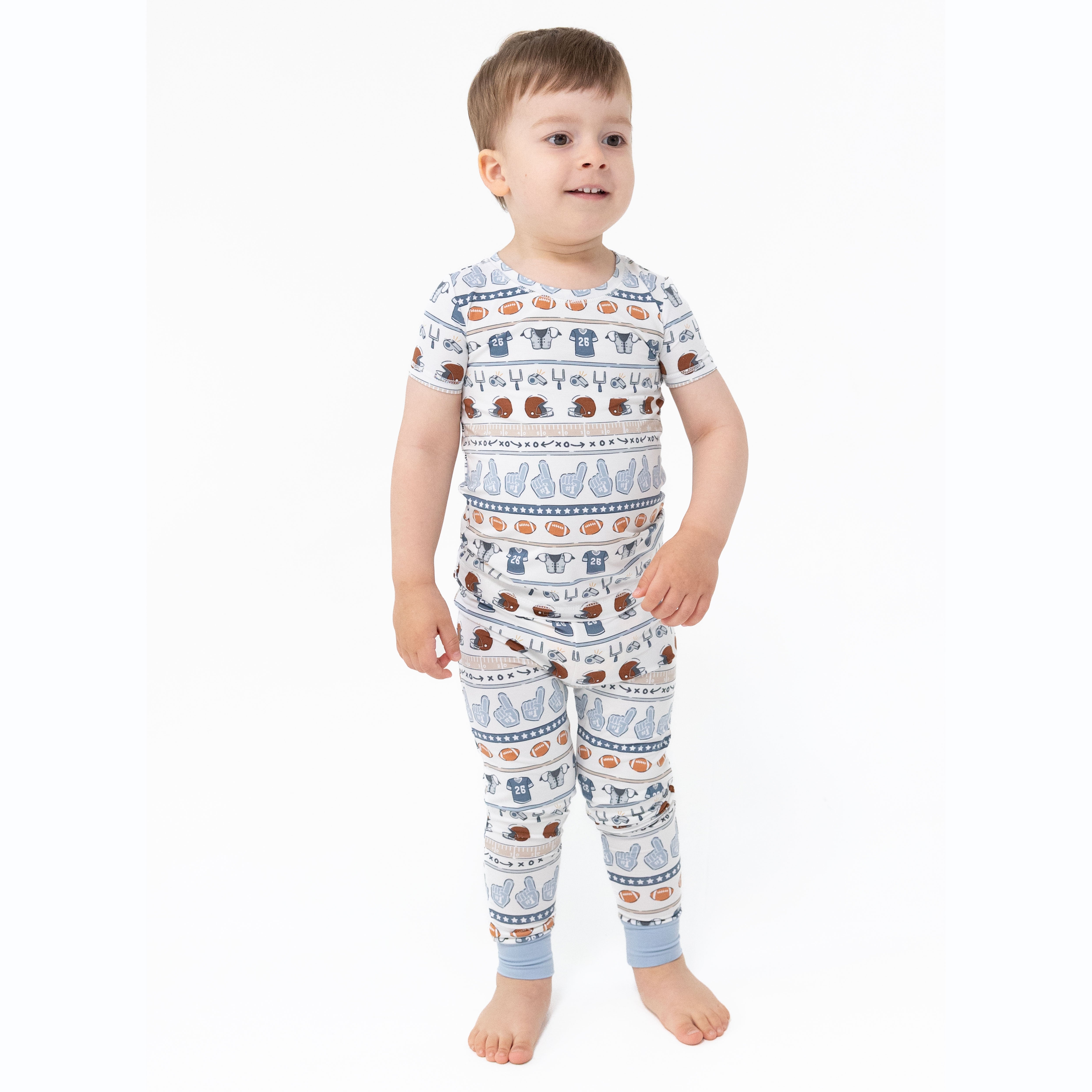 Football Stripe - Short Sleeve Loungewear Set