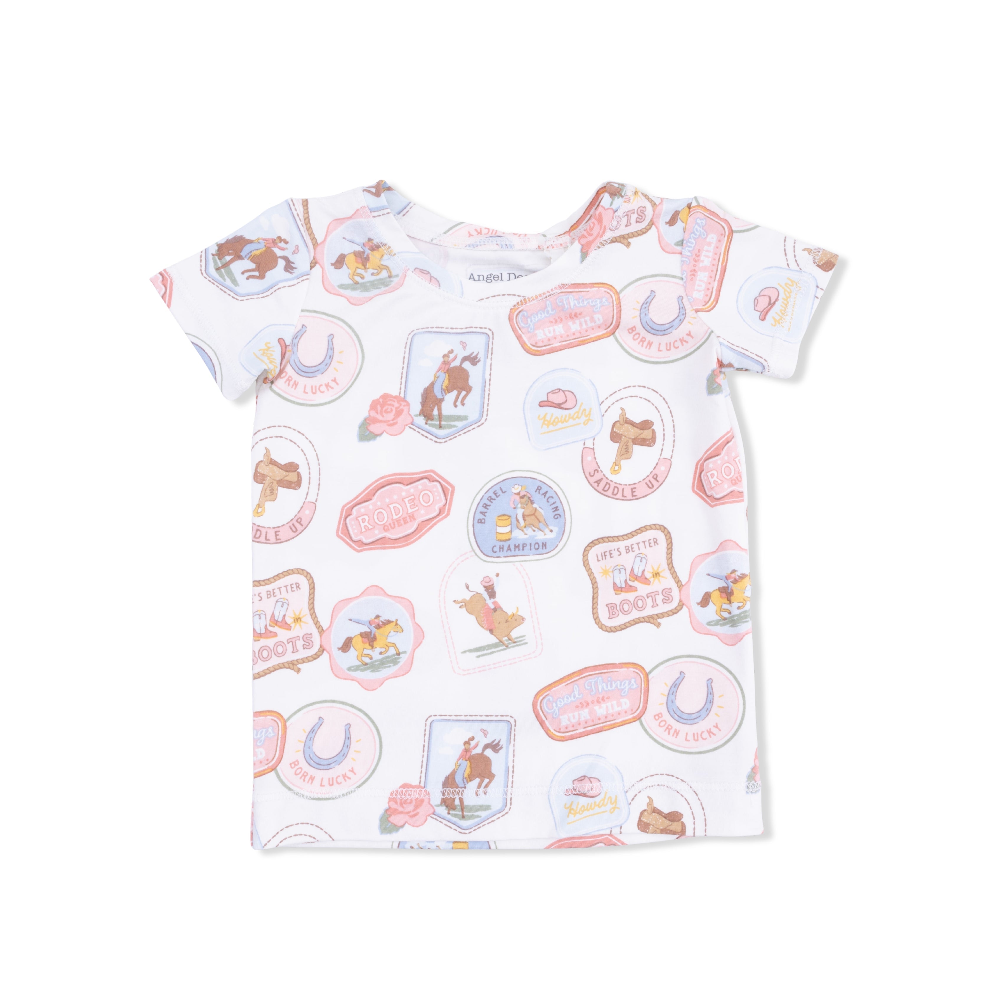 Rodeo Patches Pink - Short Sleeve Loungewear Set