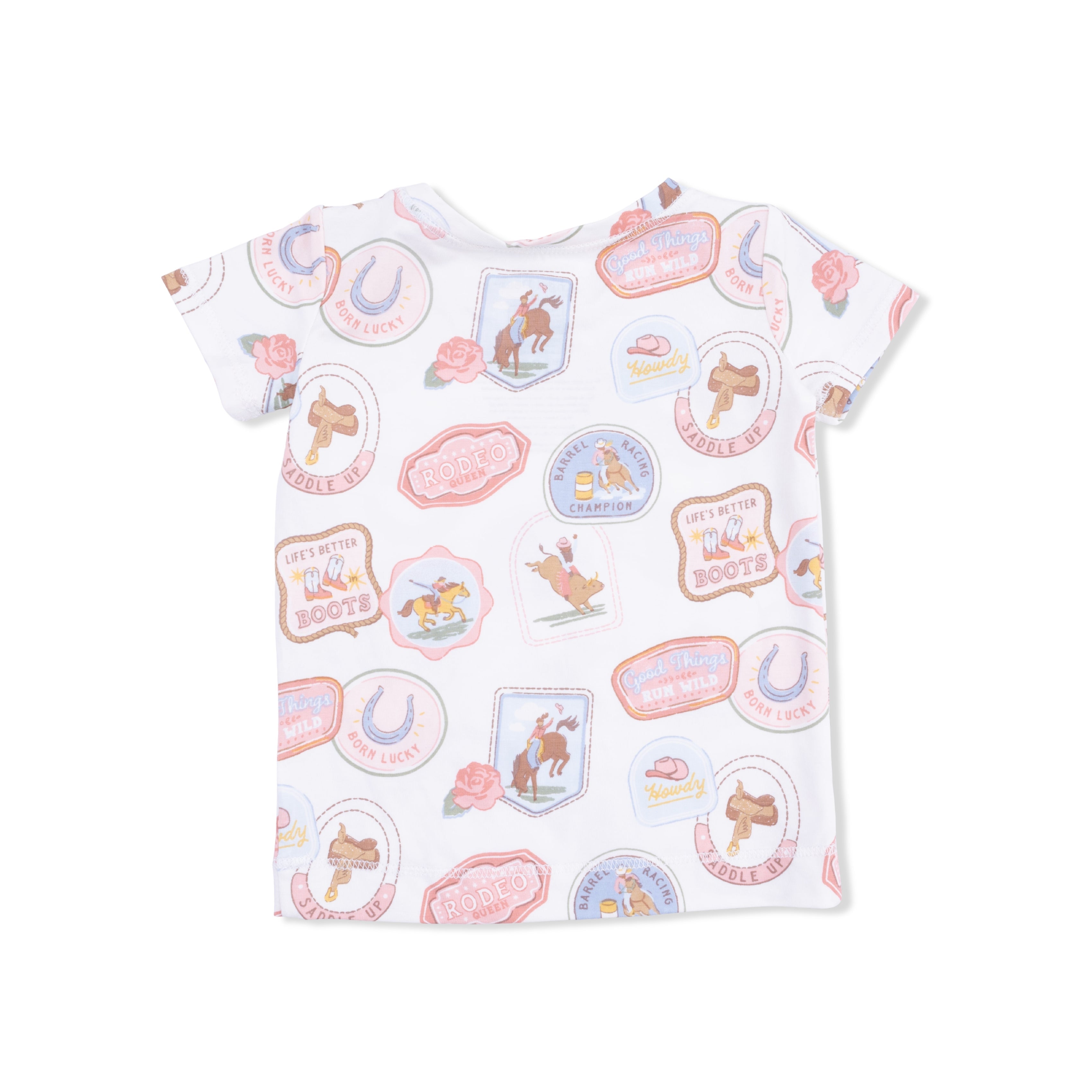 Rodeo Patches Pink - Short Sleeve Loungewear Set