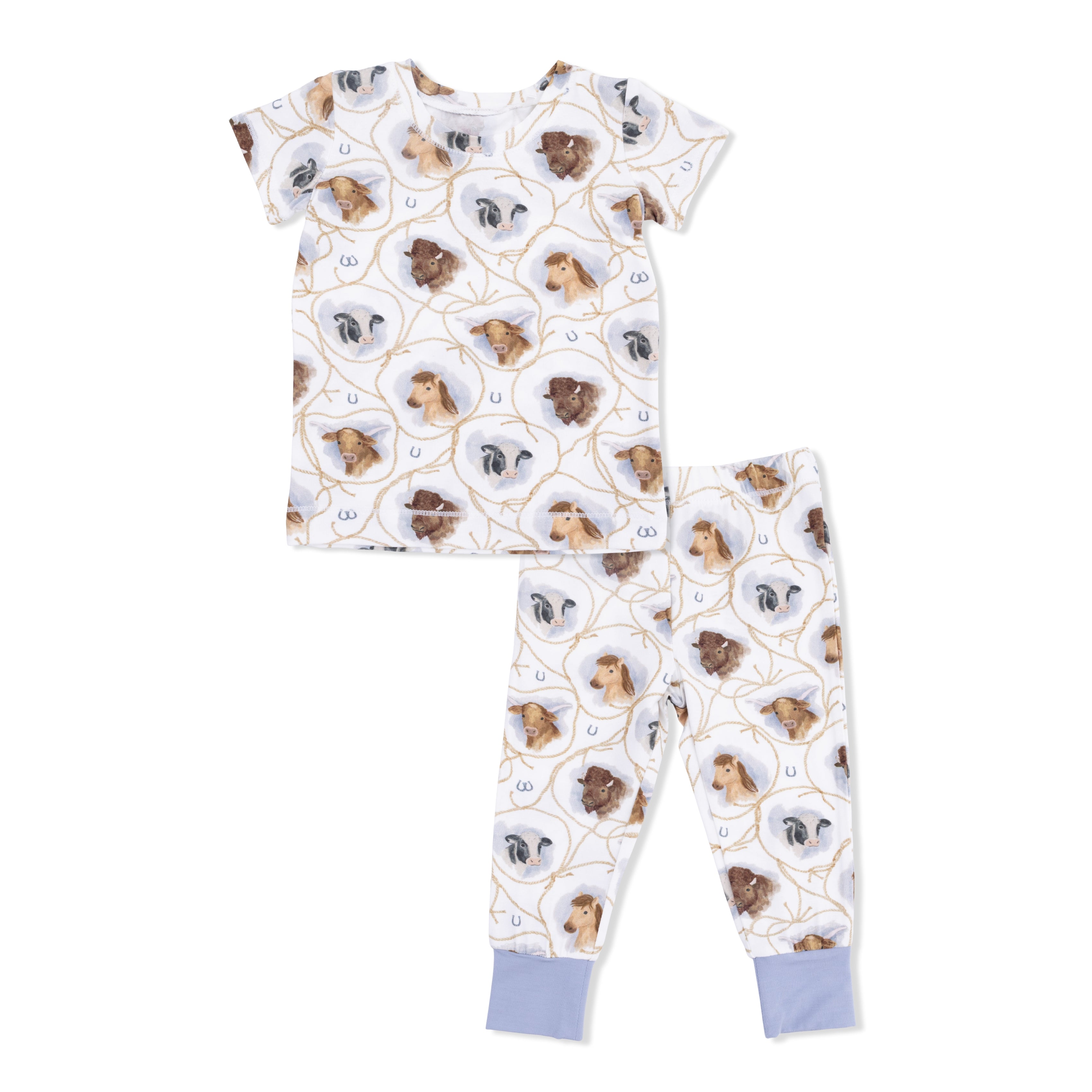 Farm Animals Rope Cameos Uni - Short Sleeve Loungewear Set