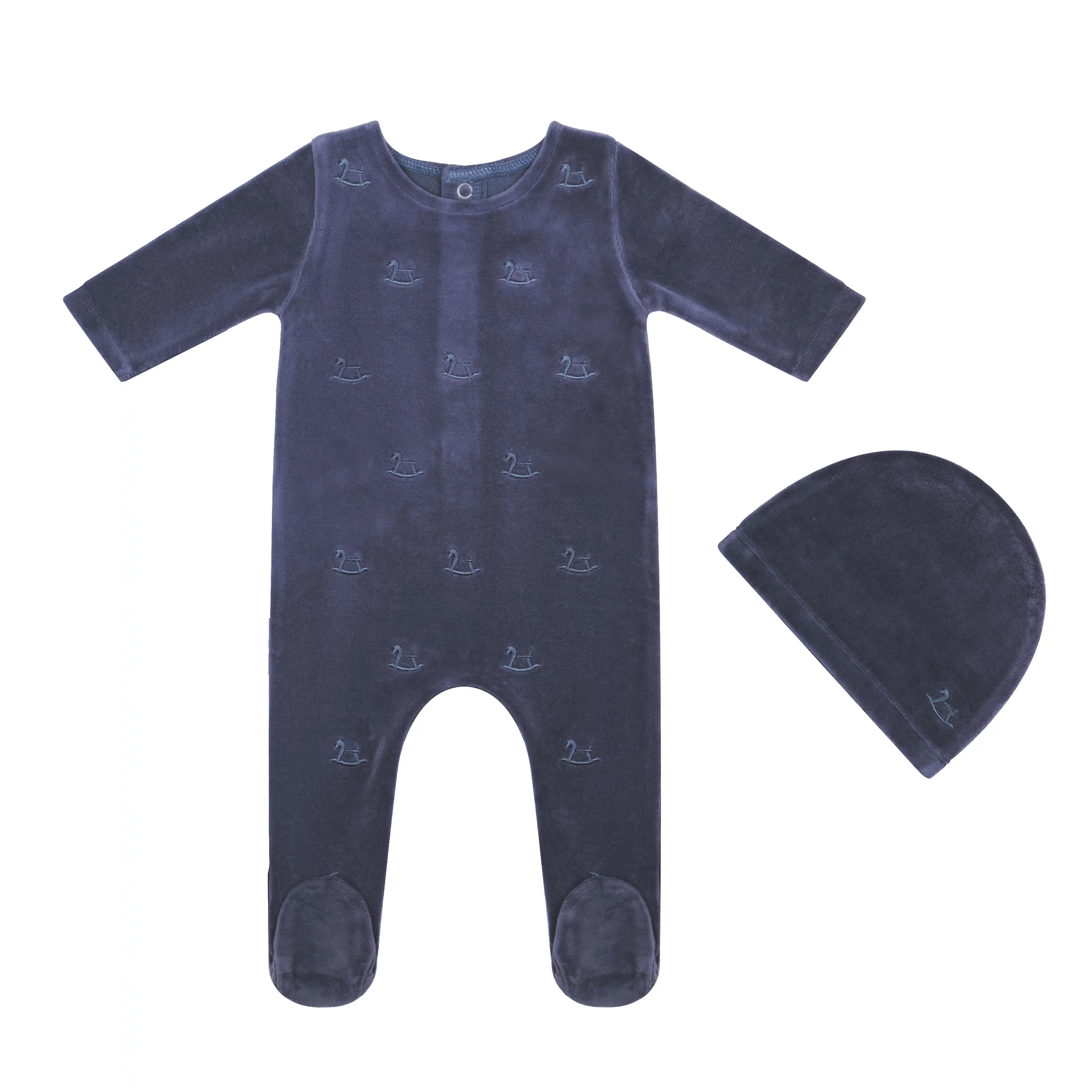 Embroidered Rocking Horse Footie And Hat