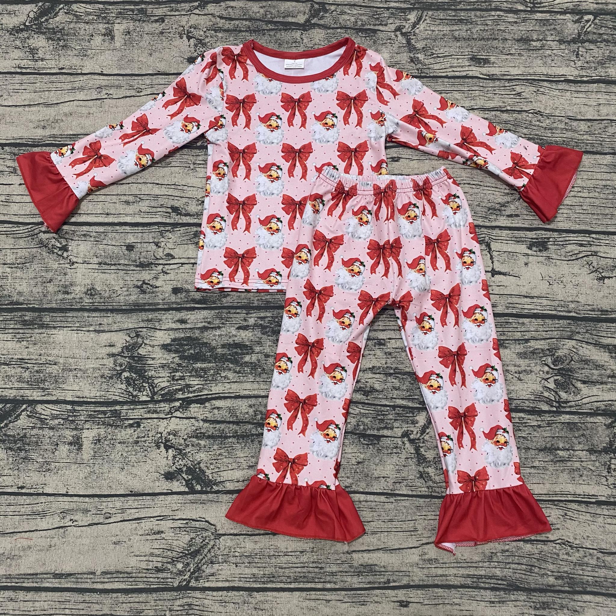 Red Santa Bows Pj Set