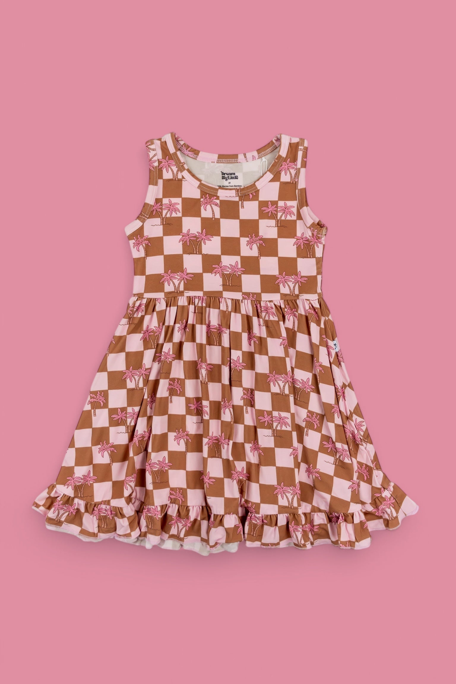 Exclusive Sunset Beach Checkers Tank Dream Ruffle Dress