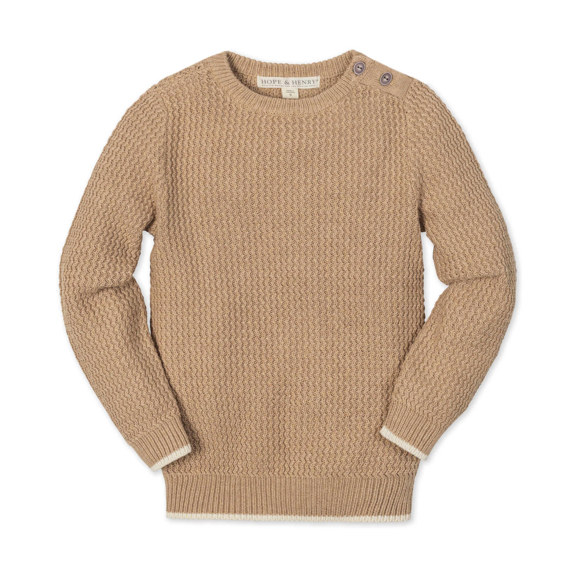 Organic Crewneck Sweater With Buttons