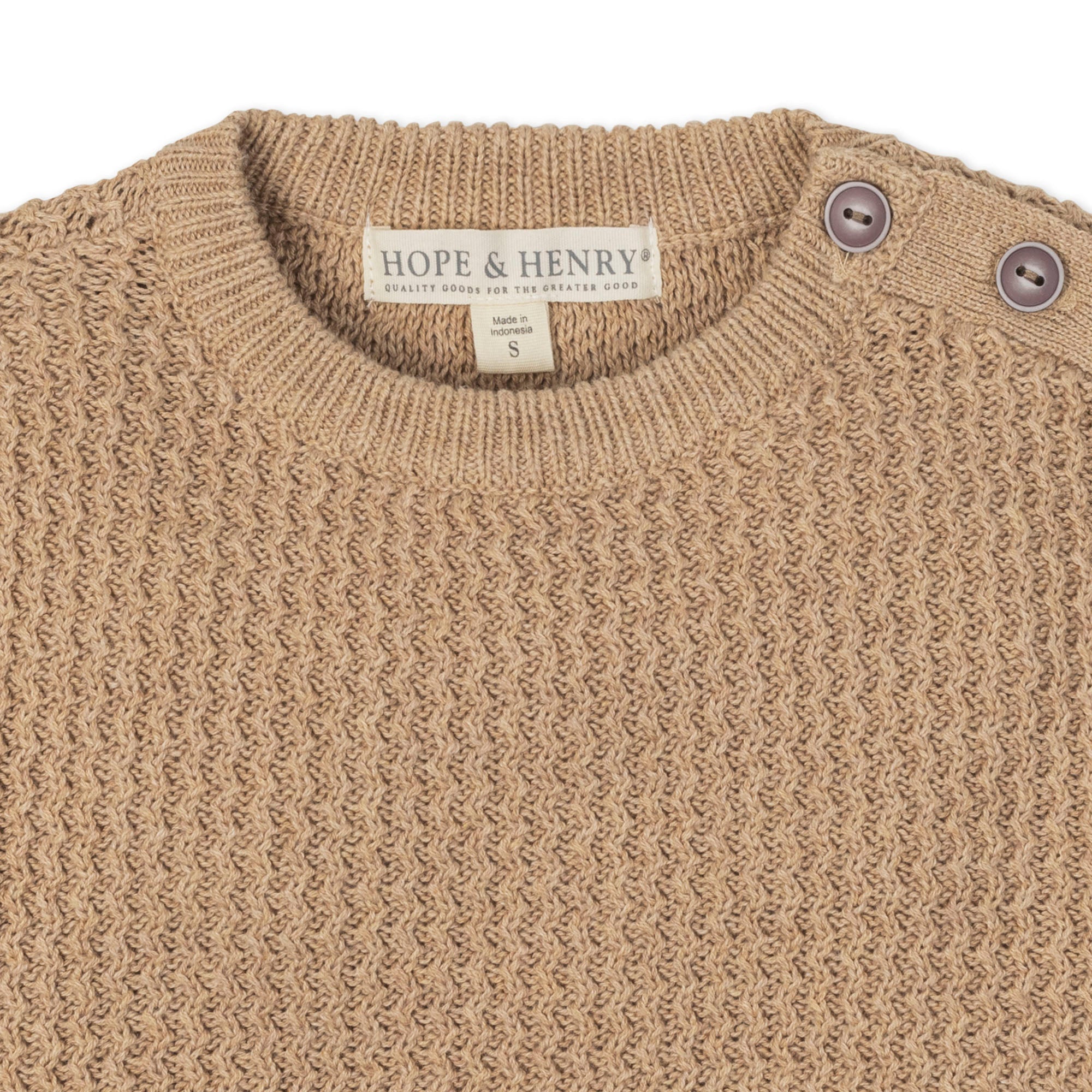 Organic Crewneck Sweater With Buttons