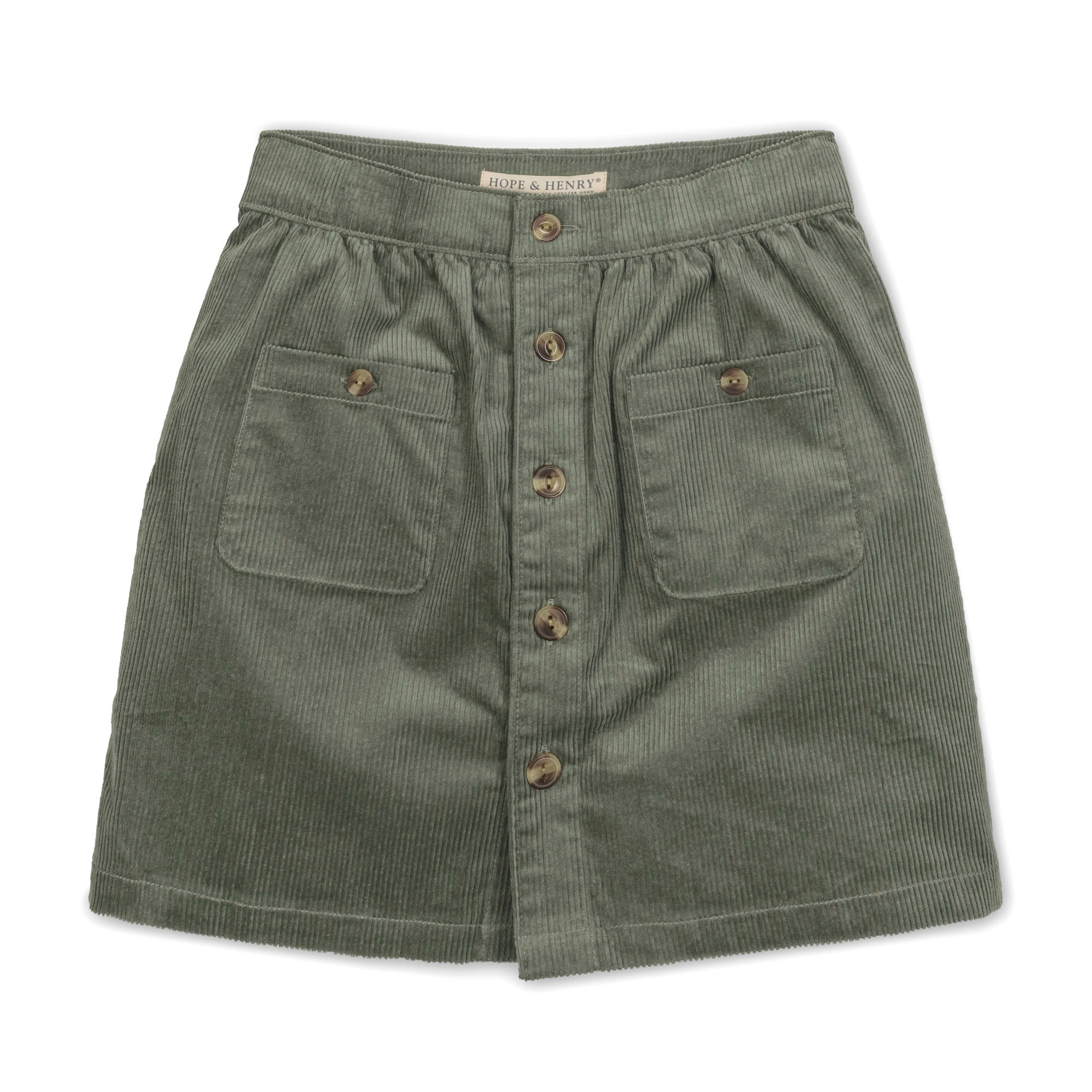 Organic Corduroy Button Front Skirt