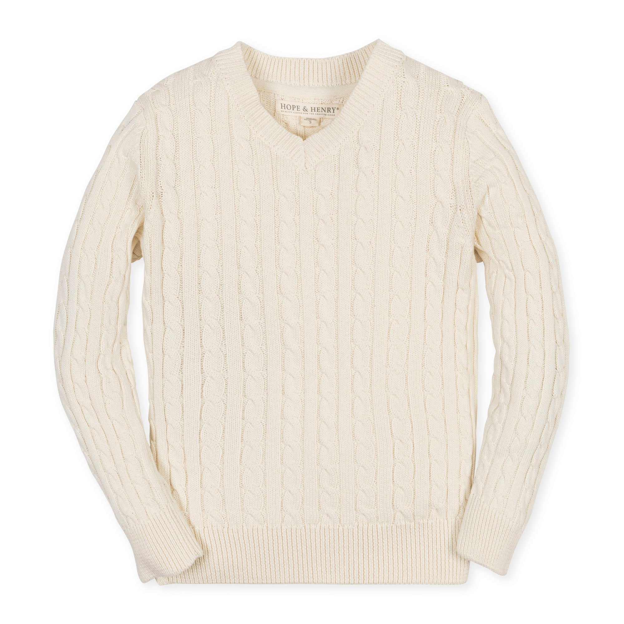 Organic V-neck Cable Sweater
