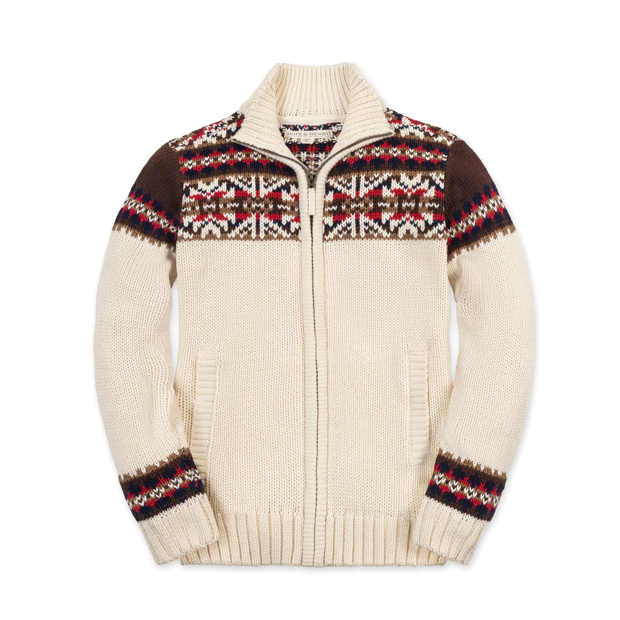 Organic Full Zip Mock Neck Sweater