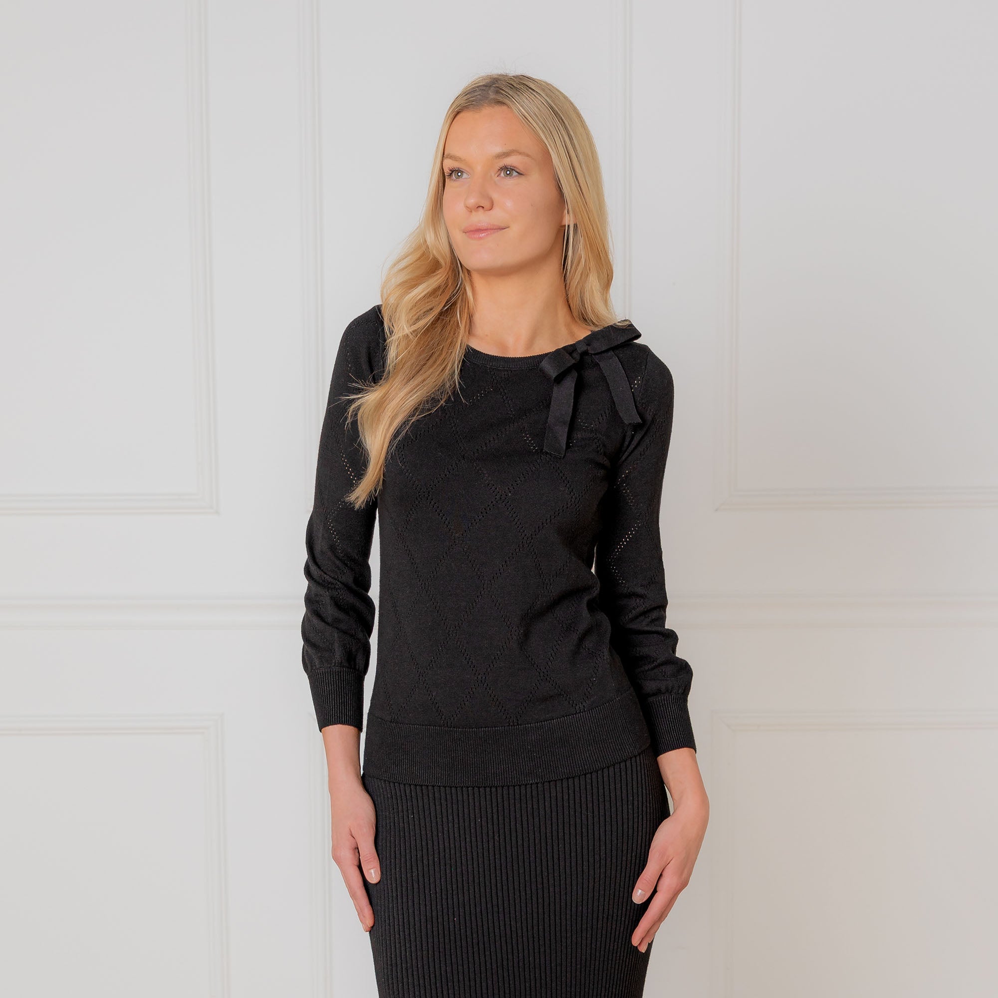 Organic Bow Detail Pointelle Sweater