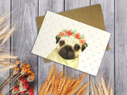 Dogs With Floral Crowns - 36 Pack Assorted Greeting Cards For All Occasions - 9 Design